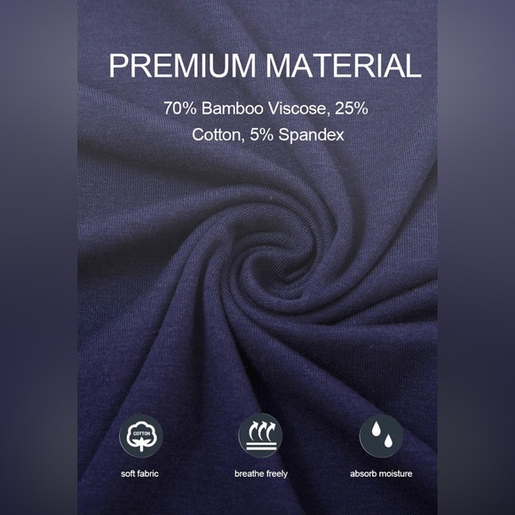 NWT Bamboo Cool Men’s Navy 3-Pack Crew Neck Tees - Picture 2 of 3